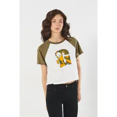 KOAJ - Camiseta de Garfield crema con manga ranglan corta Mujer