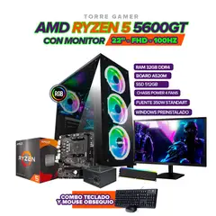 AMD - PC GAMER RYZEN 5 5600GT/32GB RAM/ SSD 512GB/ A520/CHASIS 4 FANS / MONITOR 22"