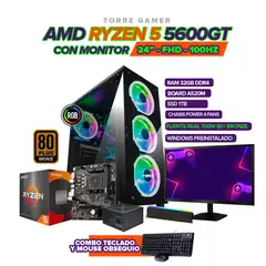 AMD - PC RYZEN 5 5600GT / RAM 32GB / 1TB SSD / BOARD A520 / MONITOR 24" / 700W 80+