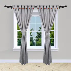 ADVANCE - Cortina de Botón Gris clara En Jacquard 280 cms x 210 cms 2 piezas