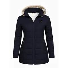 MODA EN CIRCUITO - Chaqueta Impermeable Tipo Gabán Para Mujer AZUL OSCURO