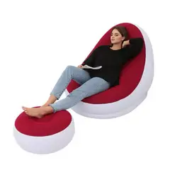 GENERICO - Sillón Inflable Puff Reclinable Cómodo con Posapiés Nuevo Rojo