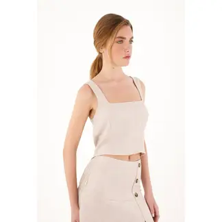 TOPMARK - Camisa crudo de manga sisa para mujer