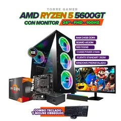 AMD - PC RYZEN 5 5600GT / RAM 24GB / 512GB SSD / BOARD A520 / MONITOR 24" / 350W