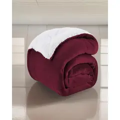GENERICO - Cobija Térmica Ovejero Cama Doble-Queen 190x220 Color Vinotinto
