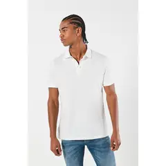 KOAJ - Camiseta polo crema clara con botones en pechera Hombre