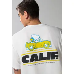 KOAJ - Camiseta de Snoopy oversize crema con manga corta Hombre