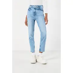 KOAJ - Jean mom azul claro con bota recta y súper tiro alto Mujer