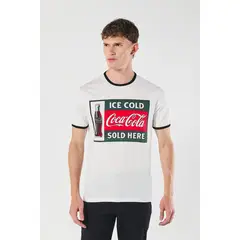 KOAJ - Camiseta de Coca-Cola manga corta crema con contrastes Hombre
