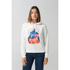 KOAJ - Buzo capota para mujer, unicolor con estampado en fren Mujer