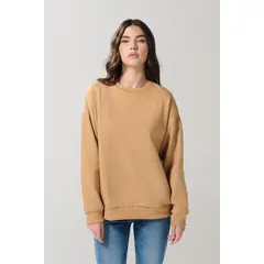 KOAJ - Buzo unicolor cuello redondo oversize con hombro caído Mujer