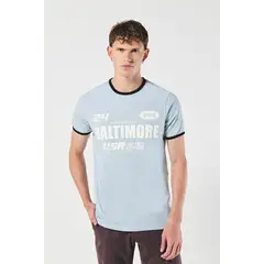 KOAJ - Camiseta manga corta unicolor con contrastes y estampado HOMBRE