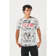 KOAJ - Camiseta manga corta con estampado de Gato Felix. Hombre