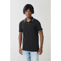 KOAJ - Camiseta unicolor tipo polo con aberturas y manga corta Hombre