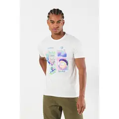 KOAJ - Camiseta de Rick and Morty crema con cuello redondo Hombre