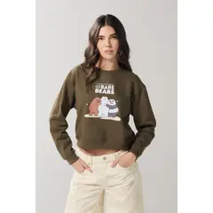 KOAJ - Buzo capota para mujer, unicolor con estampado en frente MUJER