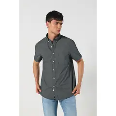 KOAJ - Camisa azul intensa manga corta con diseños de mini pr Hombre