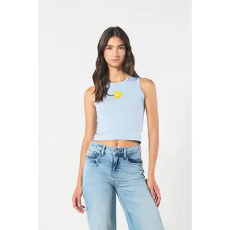 KOAJ - Camiseta manga sisa azul clara con arte de Los Simpson Mujer
