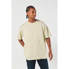 KOAJ - Camiseta oversize en algodón kaki con cuello redondo Hombre