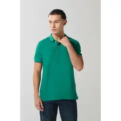 KOAJ - Camiseta polo unicolor con doble botón y manga corta Hombre