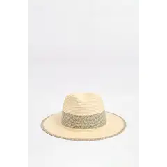 KOAJ - Sombrero fedora en color kaky con tejido en contraste. MUJER