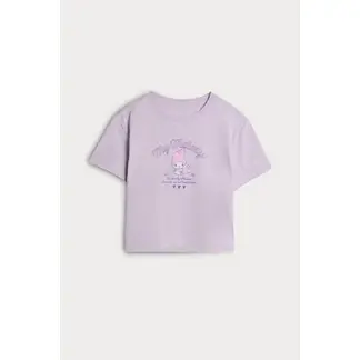 KOAJ - Camiseta lila clara crop top con diseño de Hello Kitty Niña