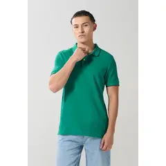 KOAJ - Camiseta unicolor tipo polo con aberturas y manga corta Hombre