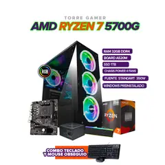 AMD - TORRE GAMER RYZEN 7 5700G/ 32GB RAM /1TB SSD/ A520M/CHASIS 4FAN