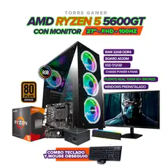 AMD - PC RYZEN 5 5600GT / RAM 32GB / 512GB SSD / BOARD A520 / MONITOR 27" / 700W 80+