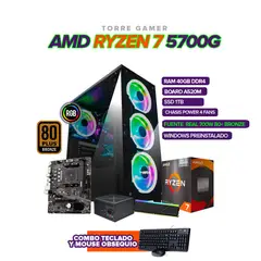 AMD - TORRE GAMER RYZEN 7 5700G / RAM 40GB / 1TB SSD / CHASIS 4 FANS / 700W 80+
