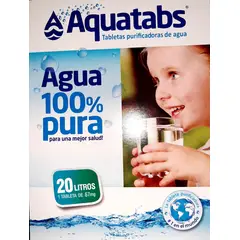 AQUATABS - Tableta Pastilla Purificadora De Agua 1 X 20 Litros