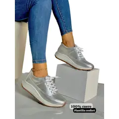 EVEGONZ - Tenis en Cuero Calzado de Moda Femenina