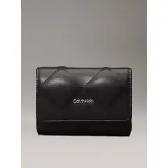CALVIN KLEIN - Billetera negra pequeña acolchada de plegado triple con RFID