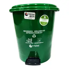 COLPLAST - CANECA DE PEDAL 12 LITROS COLOR VERDE