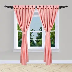  - Cortina de Botón Palo de rosa En Jacquard 280 cms x 210 cms 2 piezas