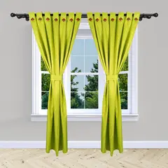 ADVANCE - Cortina de Botón Verde limon En Jacquard 280 cms x 210 cms 2 piezas