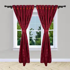 ADVANCE - Cortina de Botón Vinotinto En Jacquard 280 cms x 210 cms 2 piezas