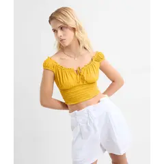 SEVEN SEVEN - Blusa Campesina Para Mujer Mostaza