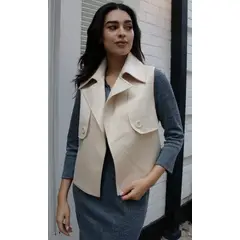 L Y H - Chaleco Para Mujer Beige Marca L&H