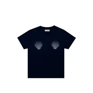 TENNIS - Camiseta azul con estampado de conchas para mujer