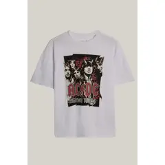 KOAJ - Camiseta blanca oversize con cuello redondo y estampado d MUJER