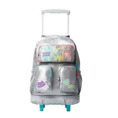 TOTTO - Morral con ruedas Niña Girl Power Grande Gris