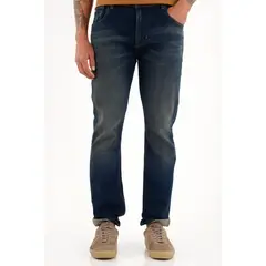 TENNIS - Jean Nudy azul tiro medio con bigotes 3D para hombre