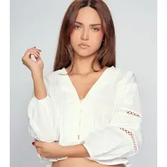 UNSER - Blusa Manga 34 Con Encajes Y Cortes