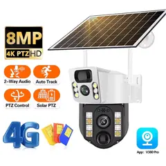 TECNOHOGAR JS - Cámara De Seguridad Con Panel Solar Sim 4g Wifi Lente Dual