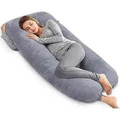 DORMIALMOHADA - ALMOHADA EN U PRA EMBARAZADAS CON RELLONO ALGODON SILICONADO GRIS