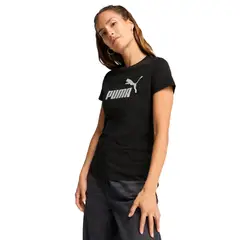 PUMA - Camisa Tshirt Marca Ess Metallic Original Negro Mujer
