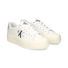CALVIN KLEIN - Tenis blanco de plataforma de cuero