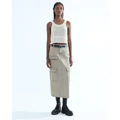 SEVEN SEVEN - Falda Con Bolsillos Cargo Para Mujer Camel