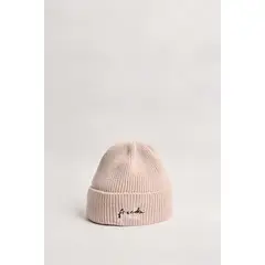 KOAJ - Gorro tejido lila claro con bordado de flores en frent Mujer